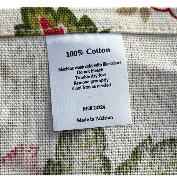 Set of 4 cotton cloth napkins Jacobean flowers colorful pink & green 20" squares - Picture 4 of 6